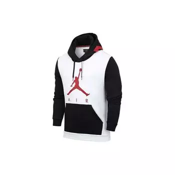 Мужская толстовка с капюшоном на флисовой подкладке Air Jordan с цветными блоками и логотипом, белая CK1349-100 XXXL