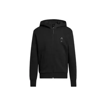 Мужская толстовка с капюшоном на молнии Adidas с вышитым логотипом, черная HN8978 S