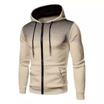 Мужская толстовка с капюшоном на молнии и карманами на шнурке, весна-осень, с длинным рукавом, приталенная повседневная спортивная одежда, модная уличная одежда M хаки