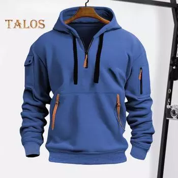 Мужская толстовка с капюшоном на молнии и ремешках, декорированная завязками, с капюшоном, осень-весна-зима, пэчворк, пуловер с капюшоном и эластичными манжетами для повседневной работы в школе и на открытом воздухе S вино красного