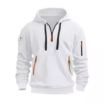 Мужская толстовка с капюшоном на молнии и ремешках с декором из кулиски и капюшона, осень-весна-зима, пэчворк S королевский синий