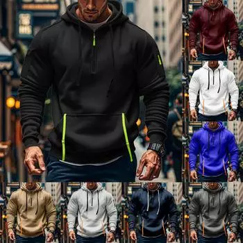 Мужская толстовка с капюшоном на молнии, карманный кардиган, мужская спортивная повседневная толстовка большого размера XXL