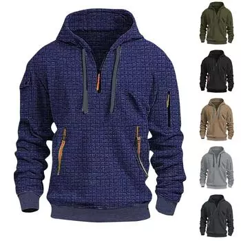 Мужская толстовка с капюшоном на молнии, карманный кардиган, мужская спортивная повседневная толстовка большого размера L армия зеленый