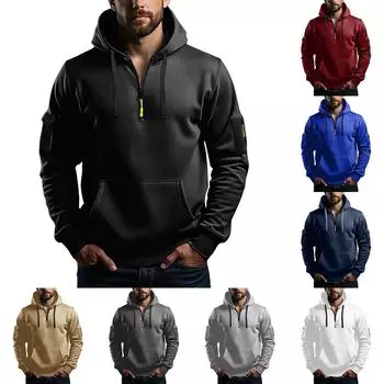 Мужская толстовка с капюшоном на молнии, карманный кардиган, мужская спортивная повседневная толстовка большого размера L чёрный