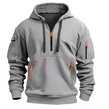 Мужская толстовка с капюшоном на молнии с карманом для спорта и активного отдыха, стильная повседневная одежда для весны и осени, толстовки с капюшоном, свитшоты 3XL чёрный