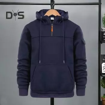 Мужская толстовка с капюшоном на осень-зиму, однотонная, с длинными рукавами, большим карманом, с капюшоном в стиле ретро, тонкая свободная повседневная одежда, повседневный спортивный топ M хаки