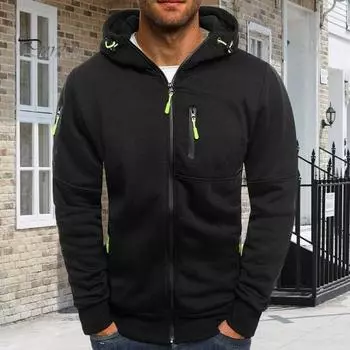 Мужская толстовка с капюшоном на осень-зиму, свободная, с длинными рукавами, карманами на молнии, с капюшоном, тонкий однотонный повседневный пиджак XXXL темно-синий