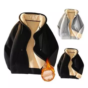 Мужская толстовка с капюшоном на осень-зиму с толстой флисовой подкладкой, с длинными рукавами и карманами, однотонная, свободная, эластичная, с манжетами, на шнурке, спортивная куртка для пары L чёрный