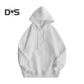 Мужская толстовка с капюшоном на осень-зиму из плотного плюша с большими карманами, однотонная, с длинными рукавами, большого размера, эластичные манжеты и подол, с капюшоном, свободная повседневная одежда, повседневный спортивный топ M белый