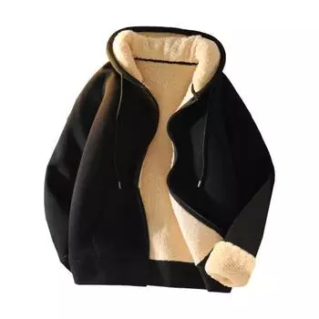 Мужская толстовка с капюшоном на осень-зиму с толстой флисовой подкладкой, с длинными рукавами и карманами, однотонная 5XL чёрный