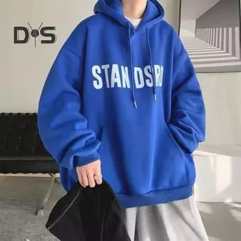 Мужская толстовка с капюшоном на осень-зиму, однотонная, большого размера, с принтом букв, с завязками, длинными рукавами, большим карманом, с капюшоном, свободная повседневная одежда, повседневный спортивный топ XL белый