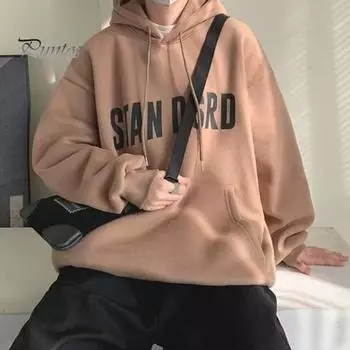 Мужская толстовка с капюшоном на осень-зиму, однотонная, большого размера, с принтом букв, с завязками, длинными рукавами, большим карманом, с капюшоном, свободная повседневная одежда, повседневный спортивный топ XL синий