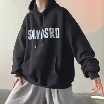 Мужская толстовка с капюшоном на осень-зиму, однотонная, большого размера, с принтом букв, длинная, с завязками XL белый