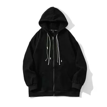 Мужская толстовка с капюшоном, однотонная, с вышивкой, плотная, осенняя S