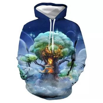 Мужская толстовка с капюшоном осень-зима мода с капюшоном 3D печать цвета деревья карман унисекс мужские пуловеры мужские толстовки куртка S