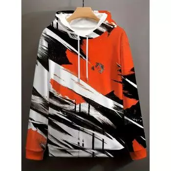 Мужская толстовка с капюшоном, осенняя повседневная толстовка с длинным рукавом, с графическим принтом, модная толстовка для активного отдыха, мужской пуловер, свободная одежда S