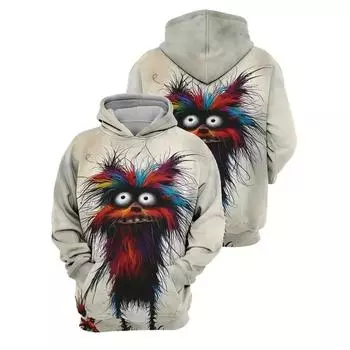 Мужская толстовка с капюшоном, осенняя повседневная толстовка с длинным рукавом, забавный рисунок животных, 3D-принт, пуловер, модная уличная одежда больших размеров S