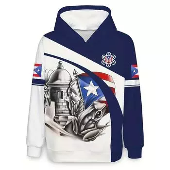 Мужская толстовка с капюшоном Puerto Rico с 3D-принтом, осенний свитер, повседневная толстовка с капюшоном для мужчин, свободная одежда L