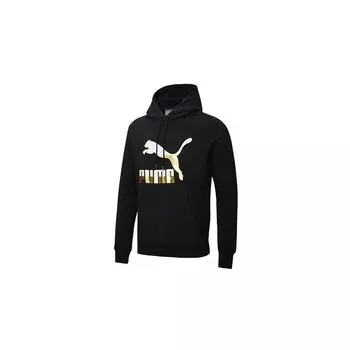 Мужская толстовка с капюшоном Puma Classics с принтом и шнурком, черное золото 599300-51 S