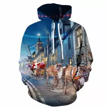 Мужская толстовка с капюшоном с 3D-цифровой печатью, рождественская коллекция, с принтом S