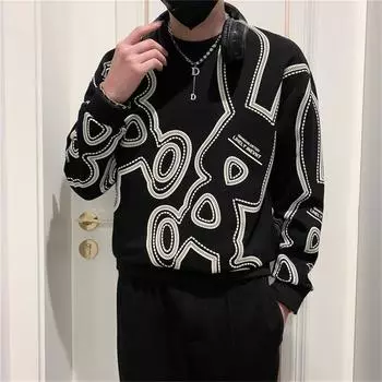 Мужская толстовка с капюшоном с 3D-графикой, повседневная толстовка с капюшоном, весенняя свободная одежда, свободный пуловер Harajuku S