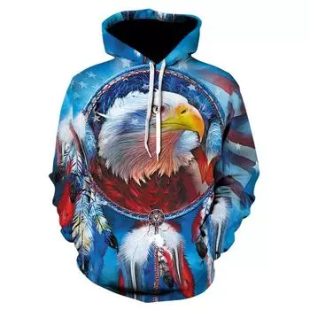 Мужская толстовка с капюшоном с 3D принтом Flying Eagle, индивидуальный дизайн, модная мужская и женская спортивная уличная одежда больших размеров в стиле Харадзюку XXXXXXL