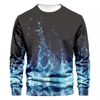 Мужская толстовка с капюшоном с 3D-принтом и красочным пламенем, свитер для мужчин и женщин, свободная уличная одежда с капюшоном на осень и зиму с круглым вырезом S