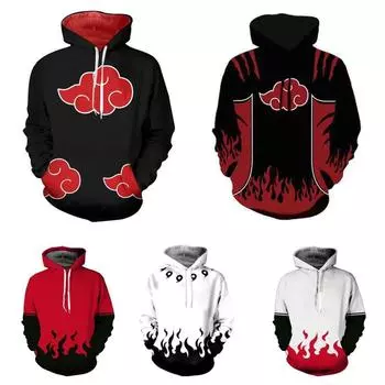 Мужская толстовка с капюшоном с 3D-принтом в виде облаков для взрослых, пуловеры, осень/зима, черное пальто унисекс, японский аниме-костюм для косплея S