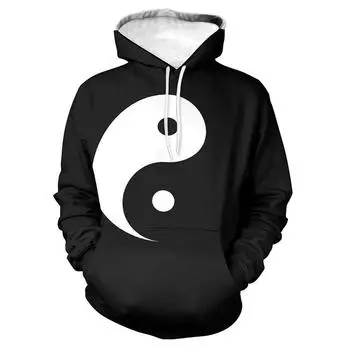 Мужская толстовка с капюшоном с 3D-принтом «Инь-Ян Восемь триграмм», повседневная модная толстовка с длинным рукавом, свободная одежда унисекс S