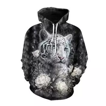Мужская толстовка с капюшоном с 3D-принтом и рисунком тигра Four Seasons для мужчин, женщин, детей, модная повседневная, веселая, уличная, свободная, пуловер, толстовка S