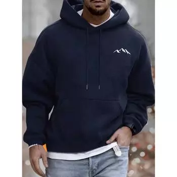 Мужская толстовка с капюшоном с длинным рукавом и принтом в стиле минимализма, повседневная одежда на каждый день S
