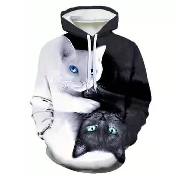 Мужская толстовка с капюшоном с принтом 3D Cute Cats, толстовки для мужчин, повседневная рубашка с капюшоном, толстовки, свитера, одежда Harajuku, мужская одежда S