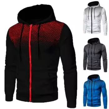 Мужская толстовка с капюшоном с принтом, джемпер на молнии, пуловер, повседневная приталенная верхняя одежда, пальто, куртка, осень-зима