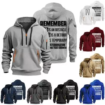 Мужская толстовка с капюшоном с принтом, кардиган на молнии с карманом на рукаве, мужская спортивная повседневная толстовка большого размера L чёрный