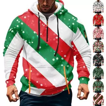 Мужская толстовка с капюшоном с принтом, кардиган на молнии с карманом на рукаве, мужская спортивная повседневная толстовка большого размера L армия зеленый