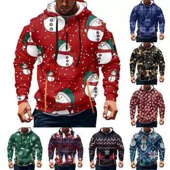 Мужская толстовка с капюшоном с принтом, кардиган на молнии с карманом на рукаве, мужская спортивная повседневная толстовка большого размера M винный