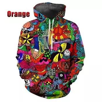 Мужская толстовка с капюшоном с принтом тай-дай, на шнурке, осенне-зимняя, разноцветная, с большим карманом, спортивная, удобная, свободная S