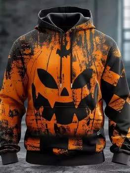 Мужская толстовка с капюшоном с принтом тыквы на Хэллоуин, 3D-принты, классический повседневный свитер, модные праздничные толстовки с капюшоном, тонкий стиль, длинный рукав S