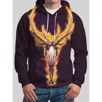 Мужская толстовка с капюшоном с принтом в виде головы оленя, напечатанная на 3D-принтере, модная спортивная одежда, осенне-зимние свитера с длинными рукавами S