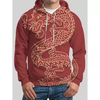 Мужская толстовка с капюшоном с принтом в виде дракона на Хэллоуин, модная спортивная одежда, осенне-зимние свитера с длинными рукавами S