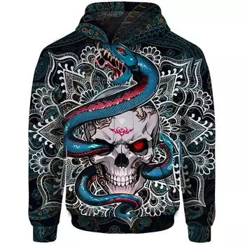 Мужская толстовка с капюшоном Scary Skeleton Demon с 3D-принтом, модная повседневная в стиле хип-хоп, свободная спортивная толстовка Four Seasons Neutral S