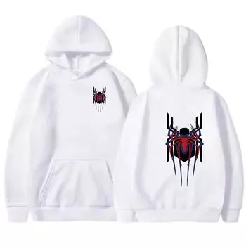 Мужская толстовка с капюшоном Street Fashion Deep Red Spider Print Sweatshirt Brushed Fleece Женская повседневная свободная толстовка с капюшоном S