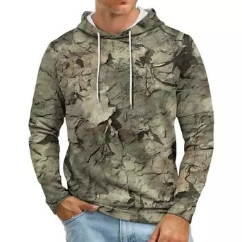 Мужская толстовка с капюшоном свободного кроя в стиле кэжуал с камуфляжным принтом L