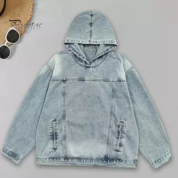 Мужская толстовка с капюшоном, свободный однотонный цвет, карманы, длинный рукав, повседневный пуловер средней длины, хип-хоп, ретро, потертый, для мужчин, весна-осень M синий