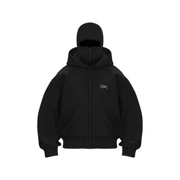 Мужская толстовка с капюшоном в стиле хип-хоп, куртка на молнии с готическим принтом, модная уличная одежда Y2k в стиле ретро, черная куртка в стиле Харадзюку M чёрный