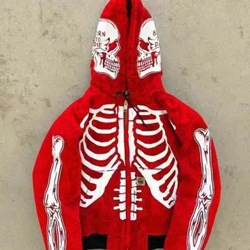 Мужская толстовка с капюшоном, весенние новинки, свободная куртка с принтом черепа M