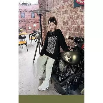 Мужская толстовка с капюшоном весной и осенью, свободная и модная универсальная куртка с буквенным принтом, мужская толстовка с длинными рукавами, повседневный топ M чёрный