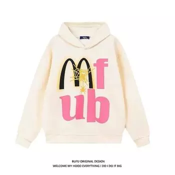 Мужская толстовка с капюшоном весной и осенью, свободная и модная универсальная куртка с буквенным принтом, мужская толстовка с длинными рукавами, повседневный топ M чёрный