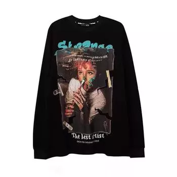 Мужская толстовка с капюшоном весной и осенью, свободная и модная универсальная куртка с буквенным принтом, мужская толстовка с длинными рукавами, повседневный топ M чёрный