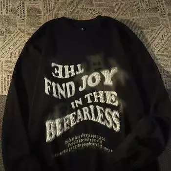 Мужская толстовка с капюшоном весной и осенью, свободная и модная универсальная куртка с буквенным принтом, мужская толстовка с длинными рукавами, повседневный топ M чёрный